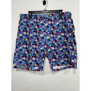 Tailorbyrd Geometric Print Swim Shorts Trunks Blue White Size XL NWOT